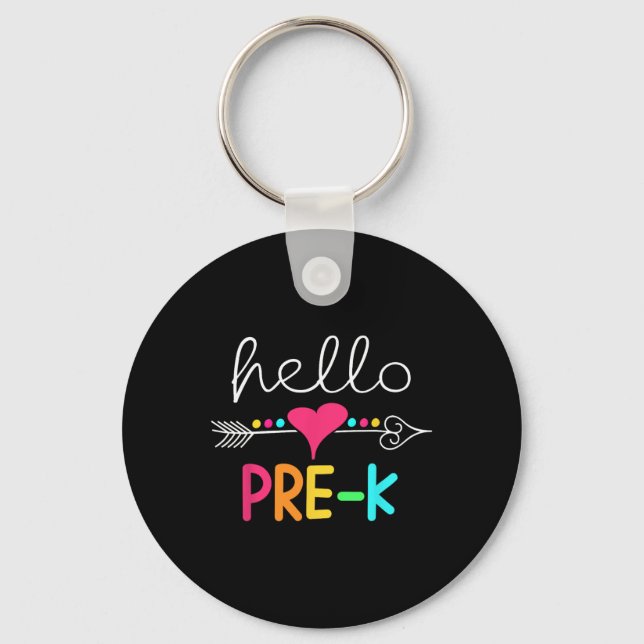 Day Of Pre K Hello Back To School Teacher  Keychain (Front)