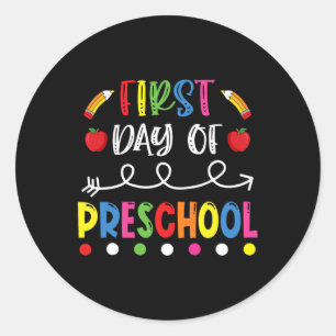 Day Of Preschool Back To School Teacher Students  Classic Round Sticker