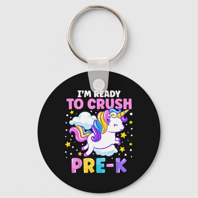 Day Of Preschool I'm Ready To Crush Pre-k Unicorn  Keychain (Front)