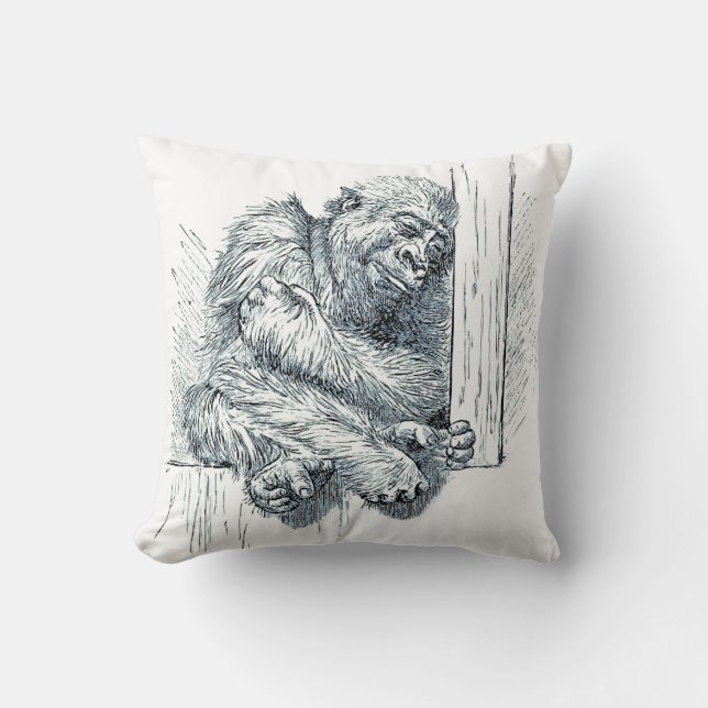 Day of Rest -  Young Ape Gorilla Throw Pillow (Front)