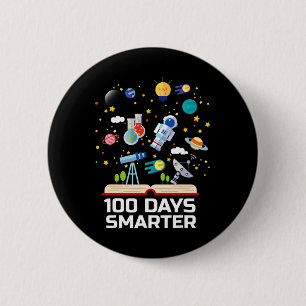 Day Of School 100 Days Smarter Books Space Lover G 2 Inch Round Button
