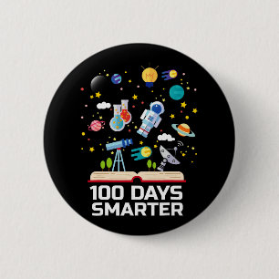 Day Of School 100 Days Smarter Books Space Lover G 2 Inch Round Button