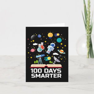 Day Of School 100 Days Smarter Books Space Lover G Card