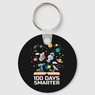 Day Of School 100 Days Smarter Books Space Lover G Keychain