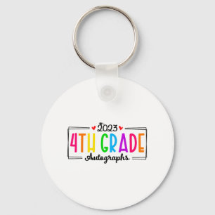Day Of School 2023 Autograph 4th Grade Graduation Keychain
