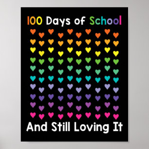 Day Of School And Still Loving It 100 Rainbow Hear Poster