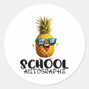 Day Of School Autograph 2024 Graduation Boys Girls Classic Round Sticker