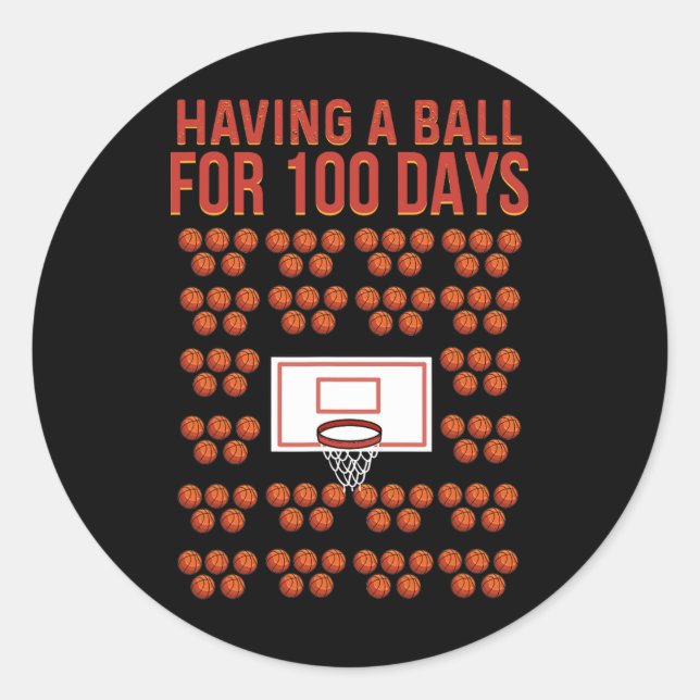 Day Of School Basketball  Classic Round Sticker (Front)