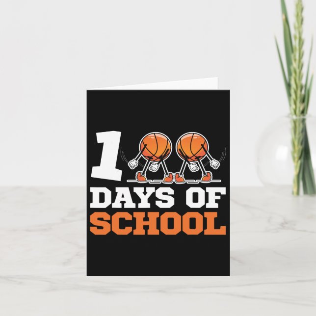 Day Of School Basketball Kids 100 Days Of School 1 Card (Front)