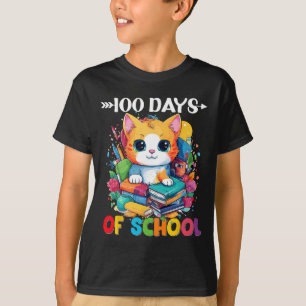 Day Of School Cute Cat Kitty Gifts 100 Days Smarte T-Shirt