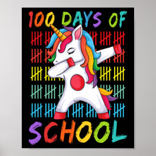 Day Of School Dabbing Unicorn 100 Magical Days Kid Poster
