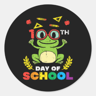 Day Of School Frog 100 Days Smarter Teacher Kids G Classic Round Sticker