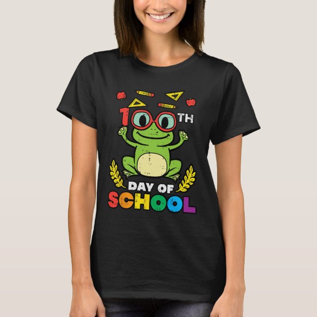 Day Of School Frog 100 Days Smarter Teacher Kids G T-Shirt (Front)