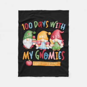 Day Of School Gnome 100 Days With My Gnomies Fleece Blanket