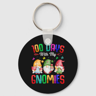 Day Of School Gnome Teachers Students 100 Days Sma Keychain