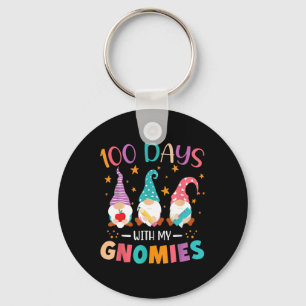 Day Of School Gnome Teachers Students 100 Days Sma Keychain