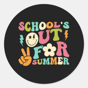 Day Of School Groovy Schools Out For Summer Teache Classic Round Sticker