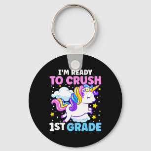Day Of School I'm Ready To Crush 1st Grade Unicorn Keychain