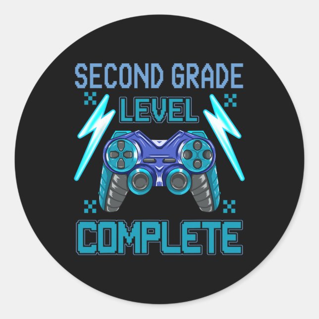 Day Of School Level Second Grade Video Game Comple Classic Round Sticker (Front)