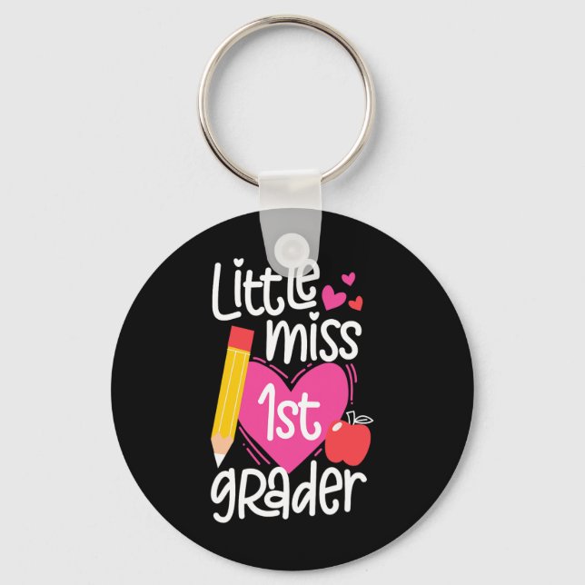 Day Of School Little Miss 1st Grader Girls  Keychain (Front)