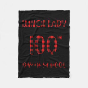 Day Of School Lunch Lady Typography Red Plaid  Fleece Blanket