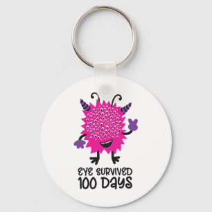 Day Of School Monster Girls Kids Eye Survived 100 Keychain