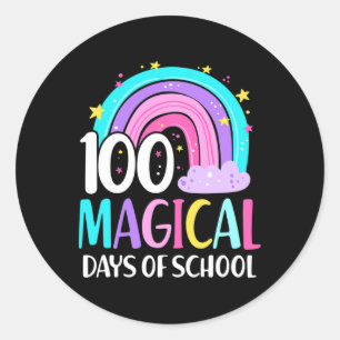 Day Of School Rainbow Magical 100 Days Of School Classic Round Sticker