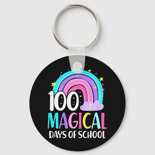 Day Of School Rainbow Magical 100 Days Of School  Keychain (Front)