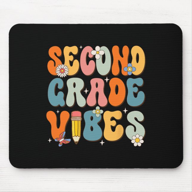 Day Of School Second Grade Vibes Back To School  Mouse Pad (Front)