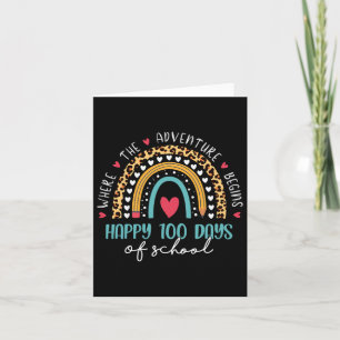 Day Of School Teacher 100 Days Rainbow Leopard Boh Card