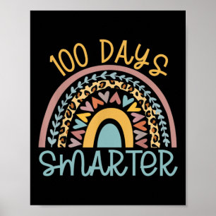 Day Of School Teacher 100 Days Smarter Leopard Rai Poster