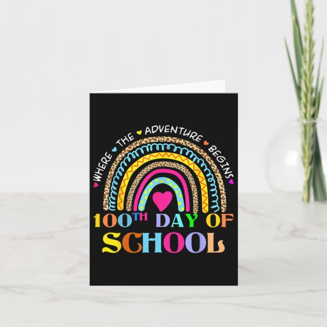 Day Of School Teacher - 100 Days Smarter Rainbow 1 Card (Front)