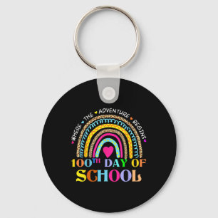 Day Of School Teacher - 100 Days Smarter Rainbow 1 Keychain