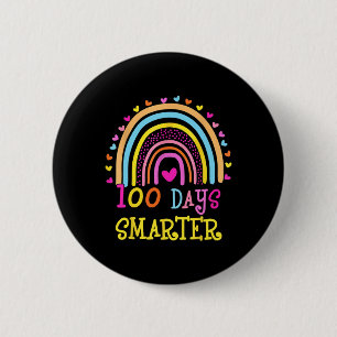 Day Of School Teacher 100 Days Smarter Rainbow 2 Inch Round Button
