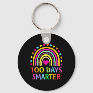 Day Of School Teacher - 100 Days Smarter Rainbow 3 Keychain