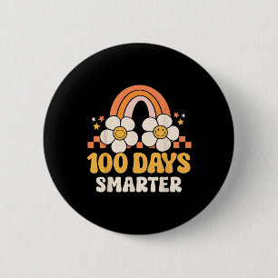 Day Of School Teacher 100 Days Smarter Rainbow Kid 2 Inch Round Button