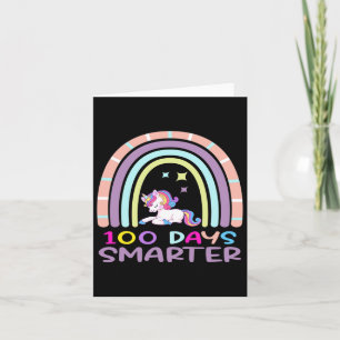 Day Of School Teacher 100 Days Smarter Rainbow Uni Card