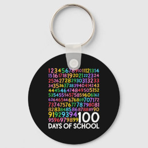 Day Of School Teacher Kids 100 Days Math Numbers  Keychain