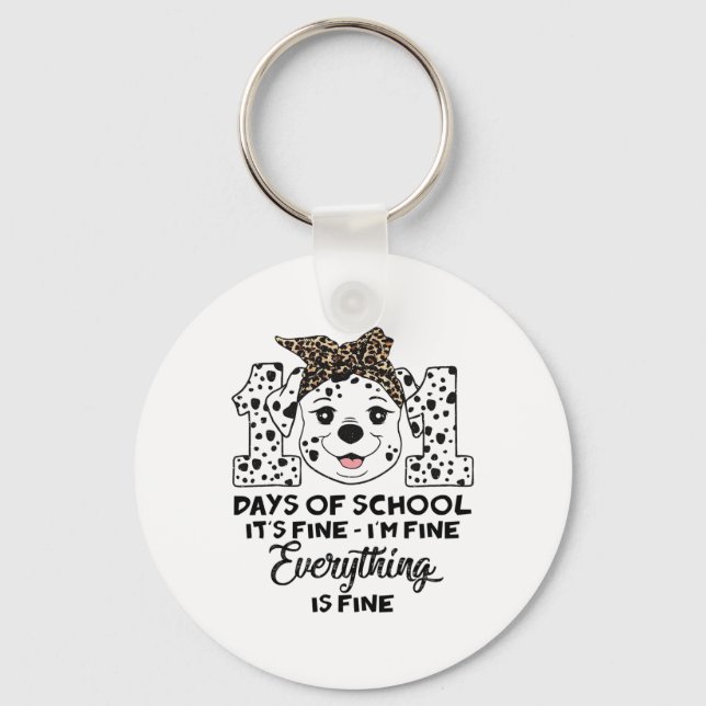 Day Of School Teacher Student Kids 100 Days Of Sch Keychain (Front)