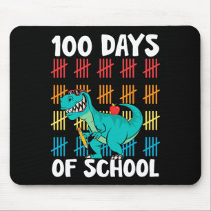 Day Of School Teachers Kids Boys Dino Happy 100 Da Mouse Pad