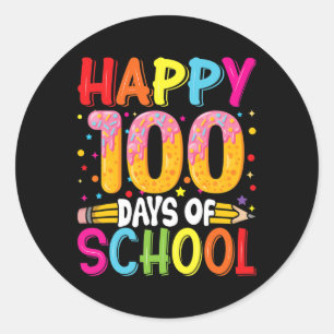 Day Of School Teachers Kids Child Happy 100 Days 2 Classic Round Sticker