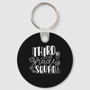 Day Of School Third Grade Squad Teacher  Keychain