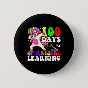 Day Of School Unicorn Girls 100 Days Of School  2 Inch Round Button