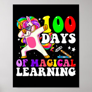 Day Of School Unicorn Girls 100 Days Of School Poster