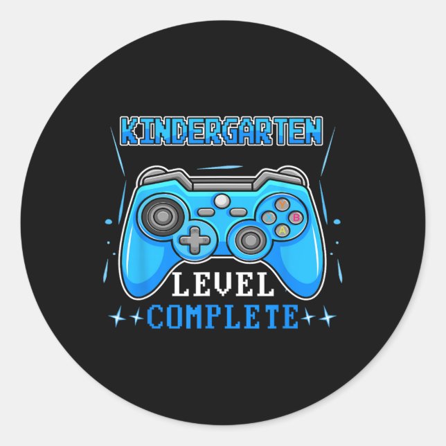 Day Of School Video Game Level Kindergarten Comple Classic Round Sticker (Front)