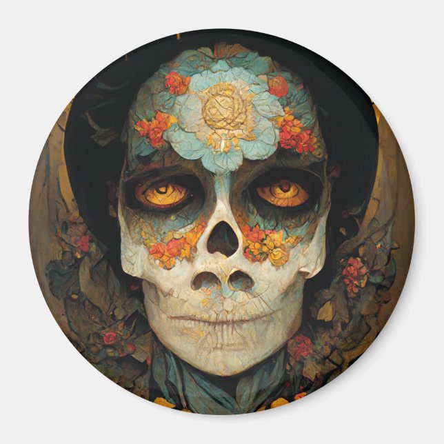 Day Of The Dead 1 Fantasy Skull Magnet (Front)