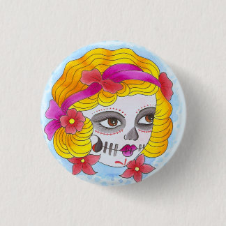 day of the dead 1 inch round button