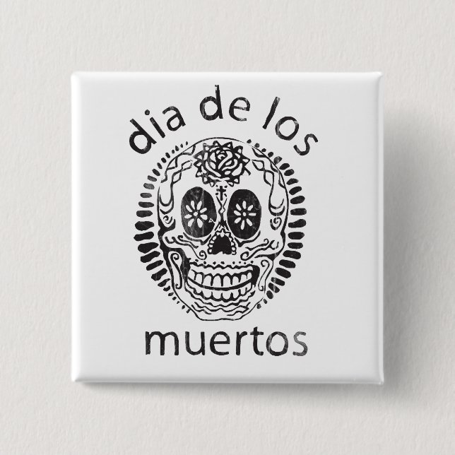 day of the dead 2 inch square button (Front)