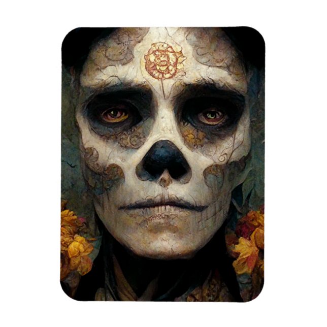 Day Of The Dead 3 Fantasy Skull Magnet (Vertical)