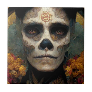 Day Of The Dead 3 Fantasy Skull Tile